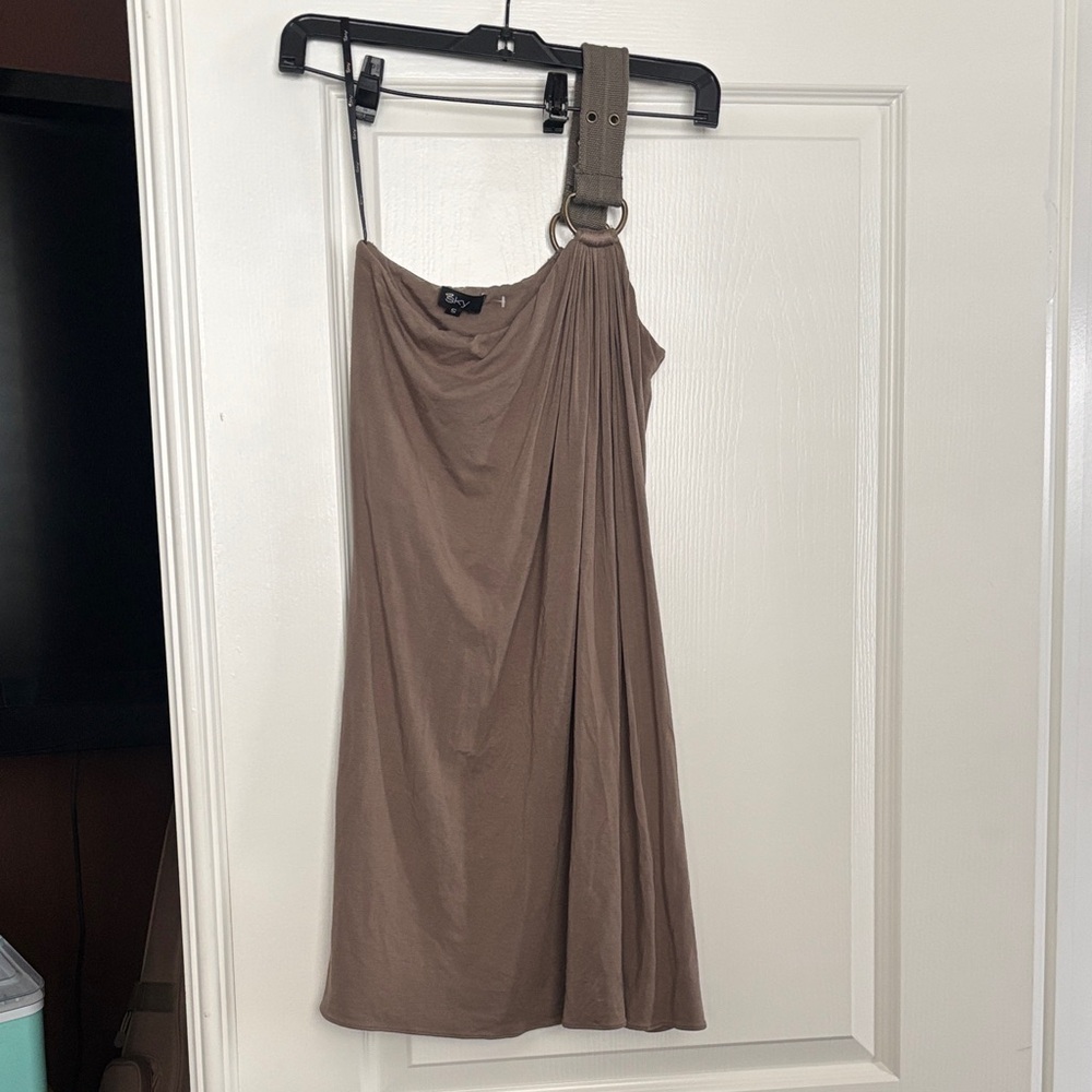 Sky Taupe One-Shoulder Dress